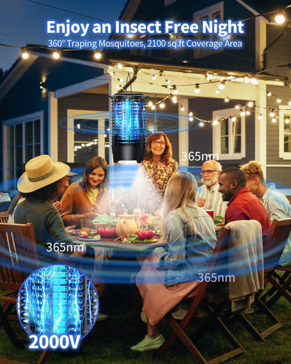 Elektrischer Insektenvernichter, 2 in 1 Mückenlampe 8W mit Campinglicht, 3600mAh