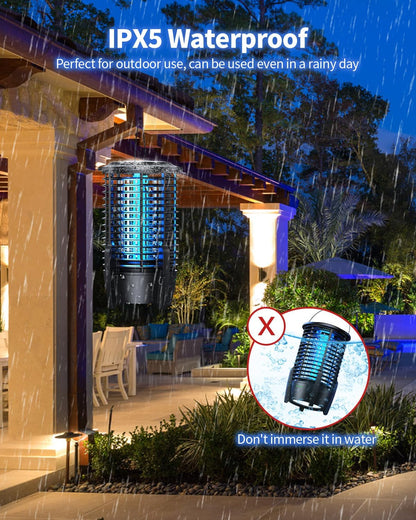 Elektrischer Insektenvernichter, 2 in 1 Mückenlampe 8W mit Campinglicht, 3600mAh