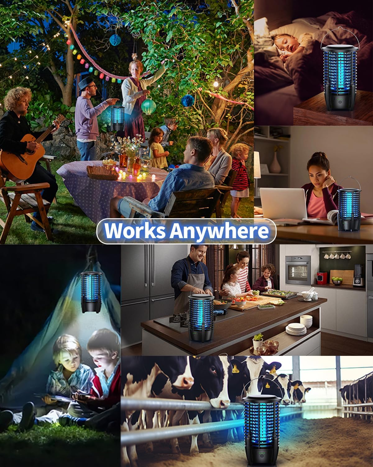 Elektrischer Insektenvernichter, 2 in 1 Mückenlampe 8W mit Campinglicht, 3600mAh