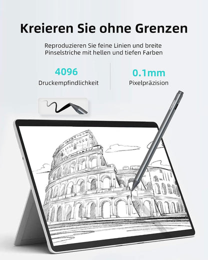 Metapen Stift M2 für Surface, 4096 Druckstufe, Tail-Radierer, Neigungserkennung, USB-C-Aufladung