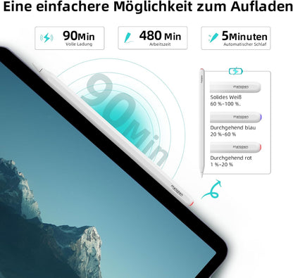 Metapen A14 iPad Stift, Magnetisches kabelloses Laden & Bluetooth-Shortcuts Handballenerkennung