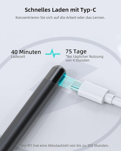Metapen Stift M1 für Surface, 1024 Druckstufe, USB-C-Aufladung (300 Stunden Akkulaufzeit)