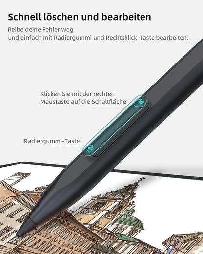 Metapen Stift M1 für Surface, 1024 Druckstufe, USB-C-Aufladung (300 Stunden Akkulaufzeit)