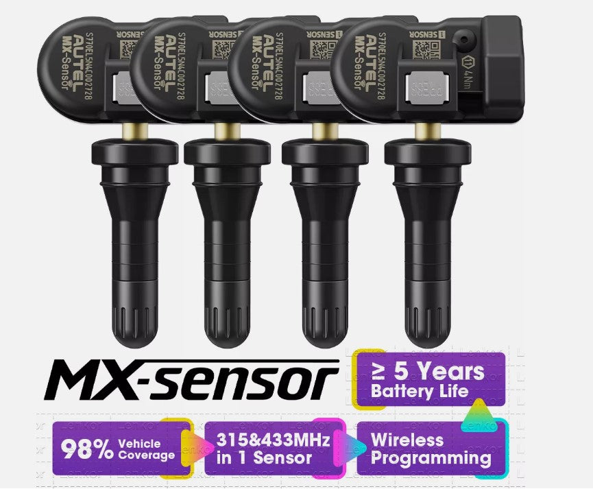4 X Autel MX-Sensor 315&433MHz 2in1 Reifendrucksensor TPMS Programmierbar Metallventil