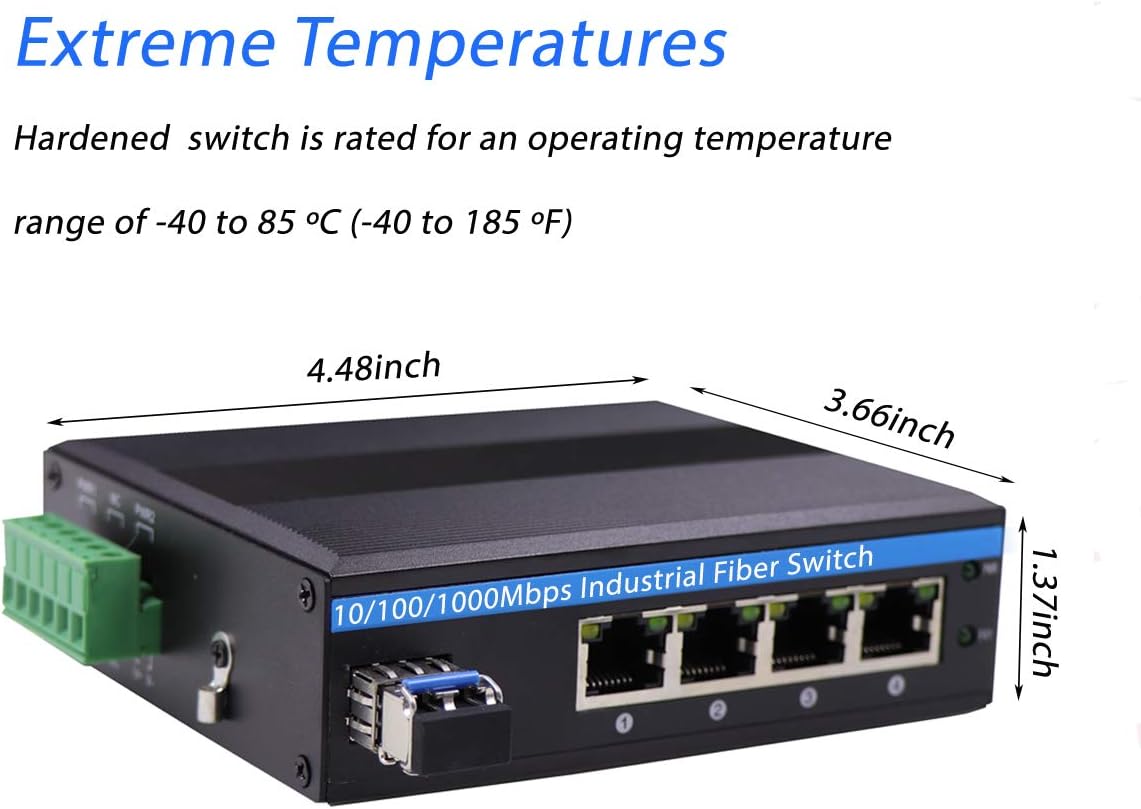 Mtxneo Harter 5-Port Gigabit Ethernet Glasfaserkonverter Netzwerk Switch
