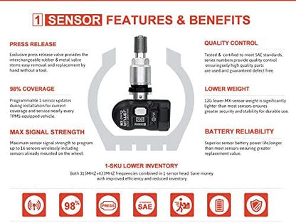 Autel MX-Sensor 315 et 433 MHz 2 en 1 capteur de recul TPMS barre de programmation ventilateur métallique