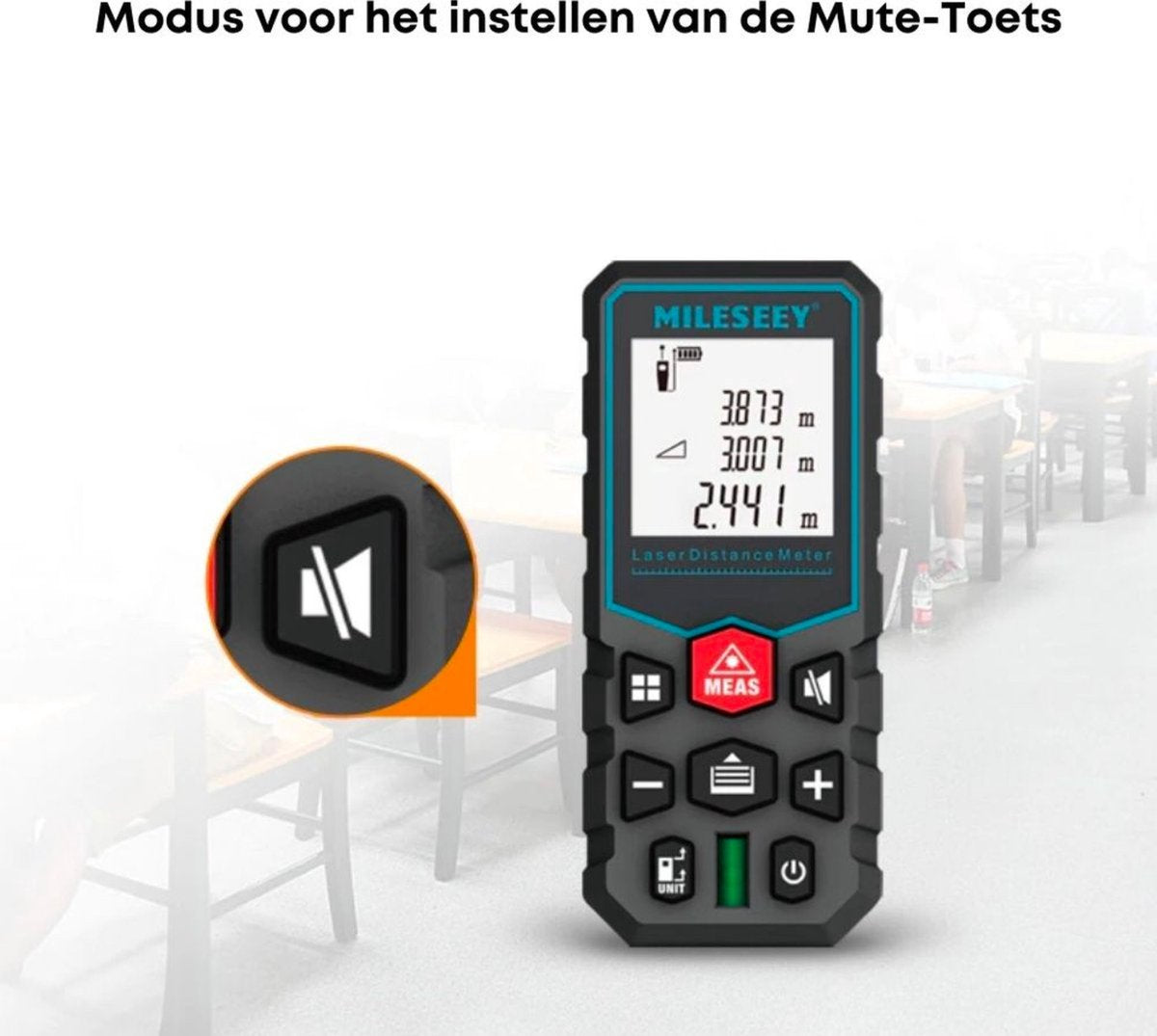 Mileseey Laser-Entfernungsmesser,40 Meter Reichweite,Digitales Messgerät, Schwarz/Blau