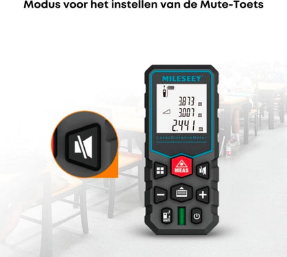 Mileseey Laser-Entfernungsmesser,40 Meter Reichweite,Digitales Messgerät, Schwarz/Blau