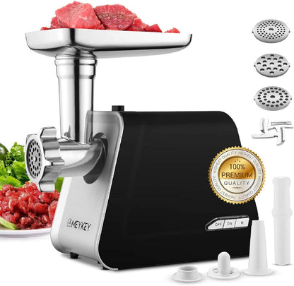MEYKEY Elektrischer Fleischwolf 2000W mit Wurstfüller,Multi Küchenmaschin Wurstmacher,