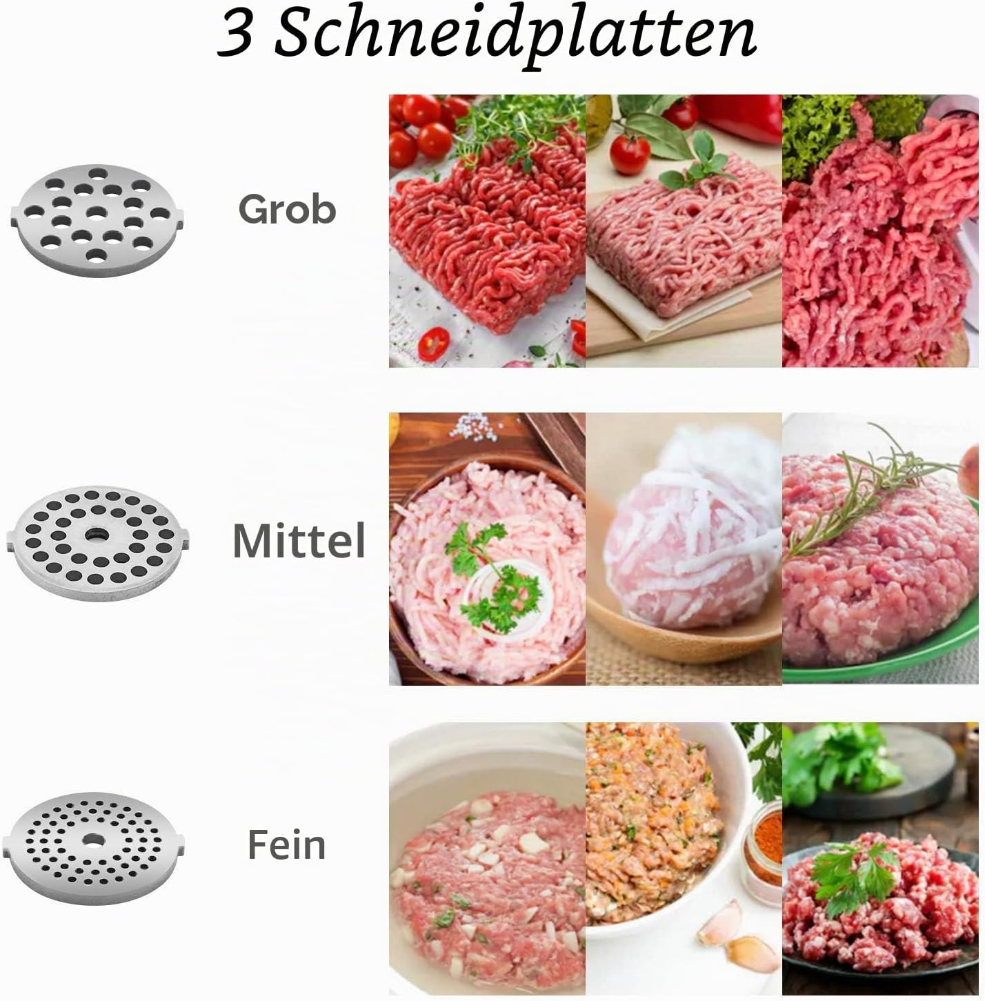 MEYKEY Elektrischer Fleischwolf 2000W mit Wurstfüller,Multi Küchenmaschin Wurstmacher,