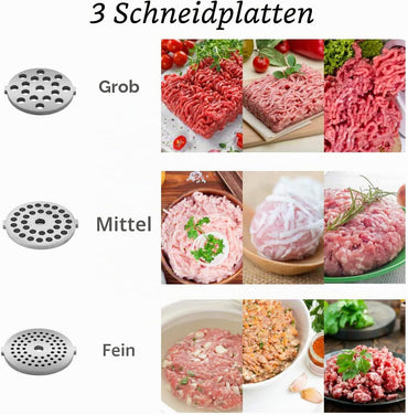 MEYKEY Elektrischer Fleischwolf 2000W mit Wurstfüller,Multi Küchenmaschin Wurstmacher,