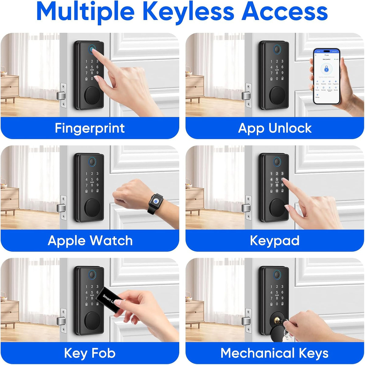 MYPIN Smart Door Lock mit Touchscreen-Tastatur,Fingerabdruck-Türöffner per App