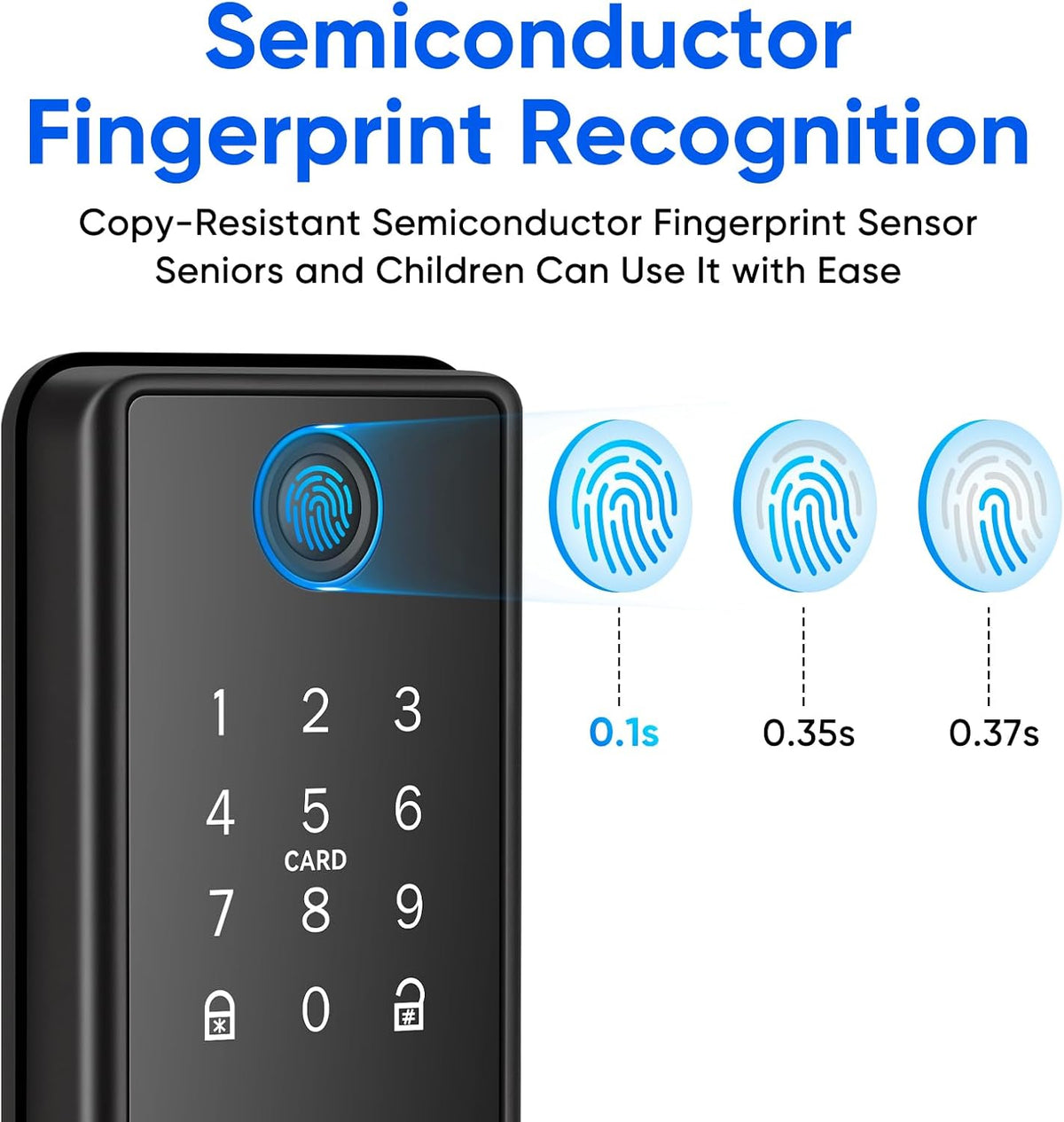MYPIN Smart Door Lock mit Touchscreen-Tastatur,Fingerabdruck-Türöffner per App