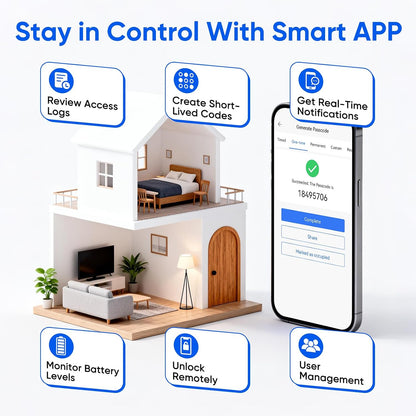 MYPIN Smart Door Lock mit Touchscreen-Tastatur,Fingerabdruck-Türöffner per App