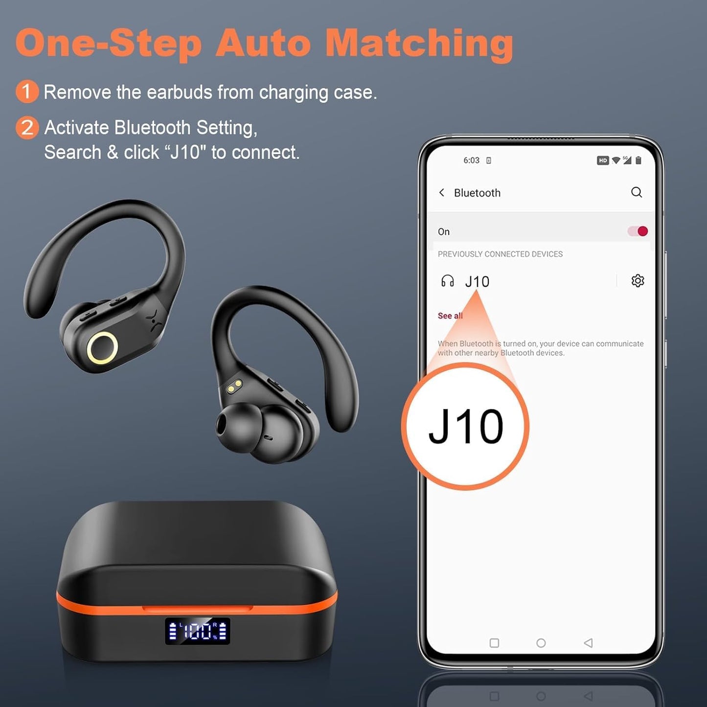 Mystic Wireless Earbuds Bluetooth 5.3 Kopfhörer Stereo Bass, ENC Noise Cancelling