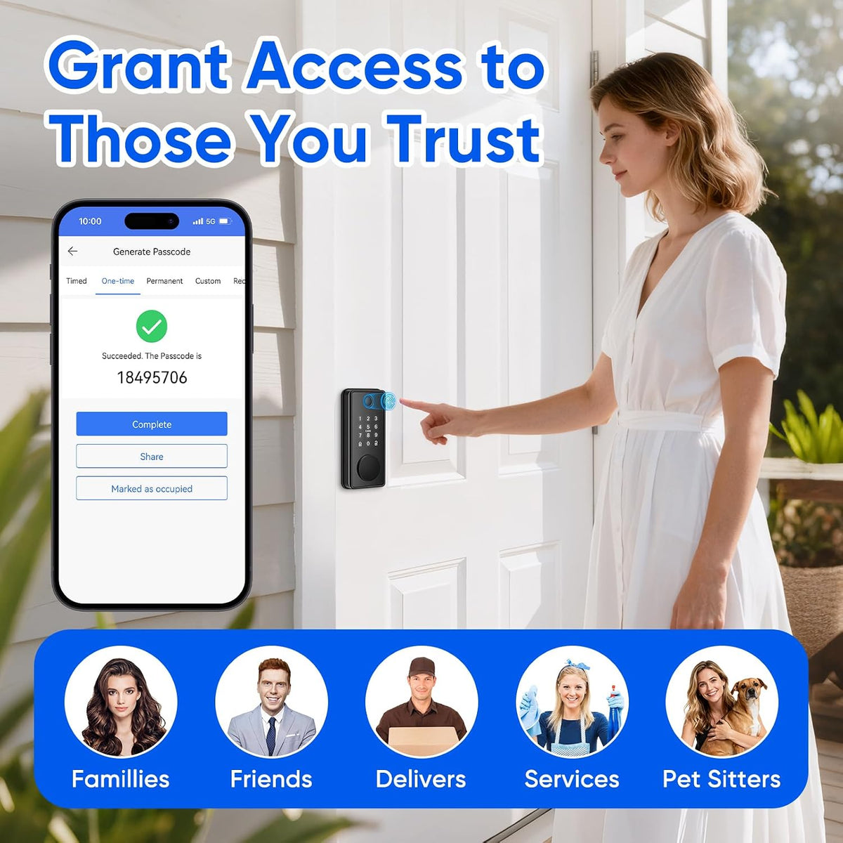 MYPIN Smart Door Lock mit Touchscreen-Tastatur,Fingerabdruck-Türöffner per App
