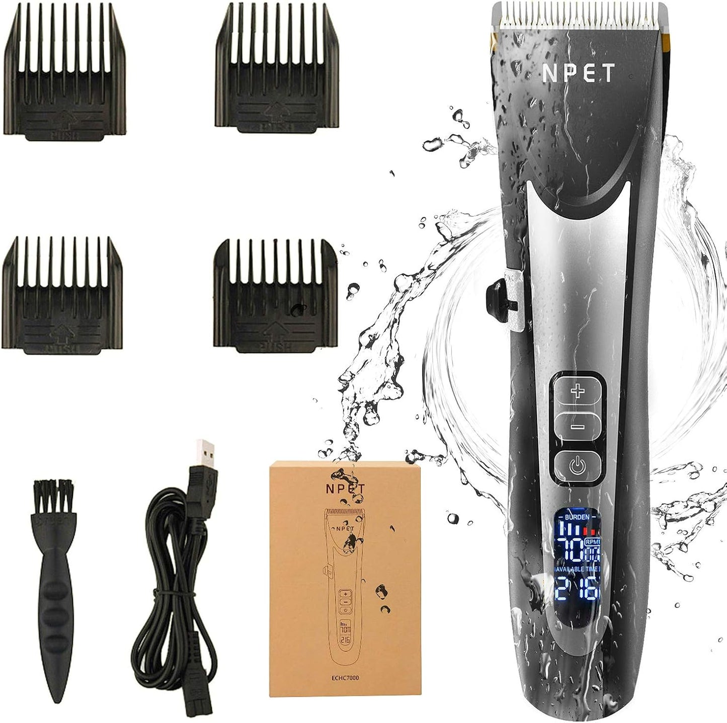 NPET Haarschneidemaschine für Herren, mit Keramikklinge, verstellbar,wiederaufladbar