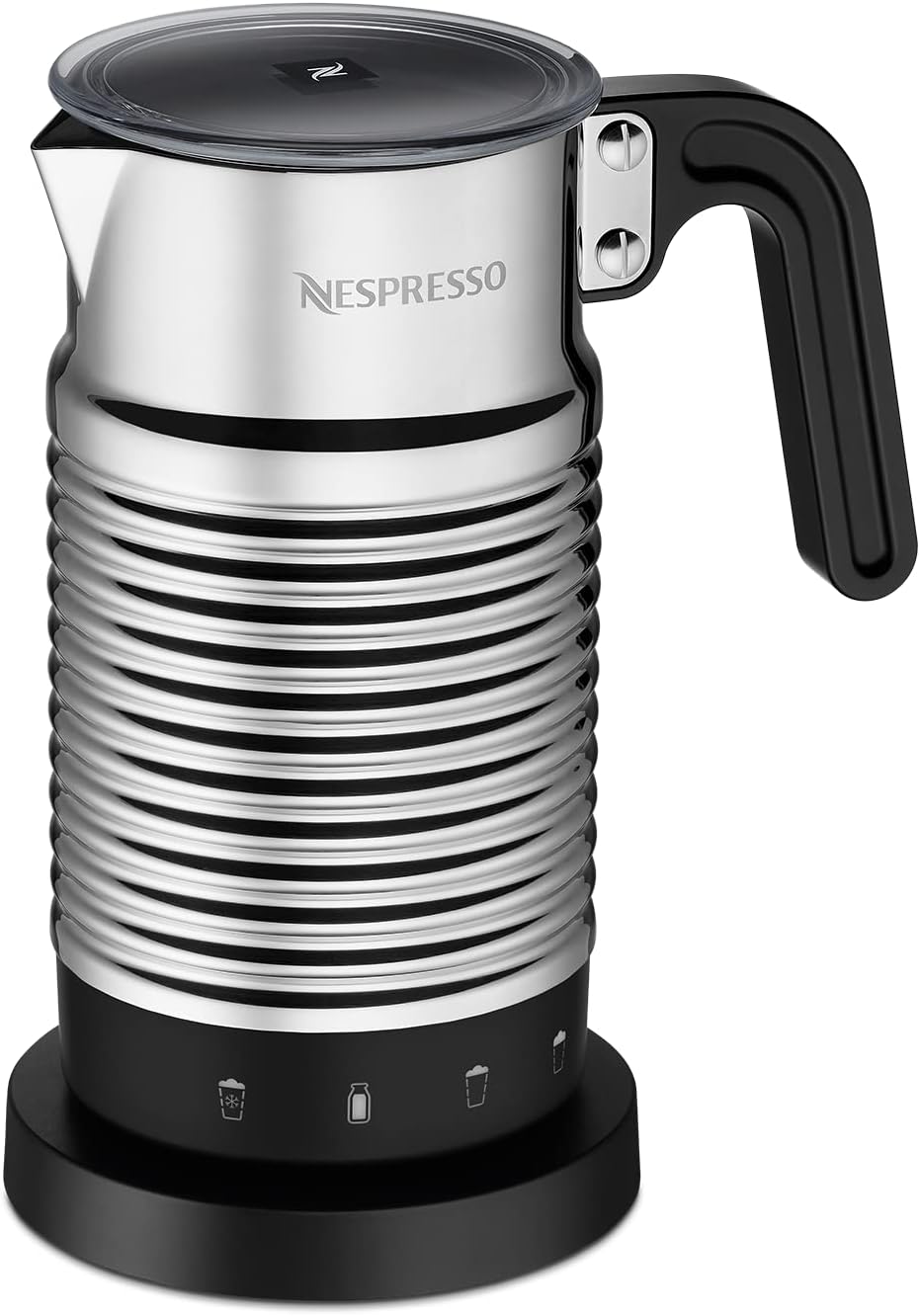 Nespresso Aeroccino4 Milchaufschäumer (Geschirrspüler geeignet, 120 ml Milchschaumkapazität, 240 ml heiße Milchkapazität, Silber)