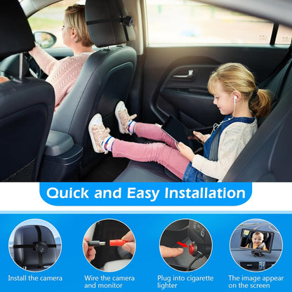 Baby-Autokamera, 4,3" HD IR-Nachtsicht-Baby-Autospiegel mit 178° Weitwinkel, IPS-Display,
