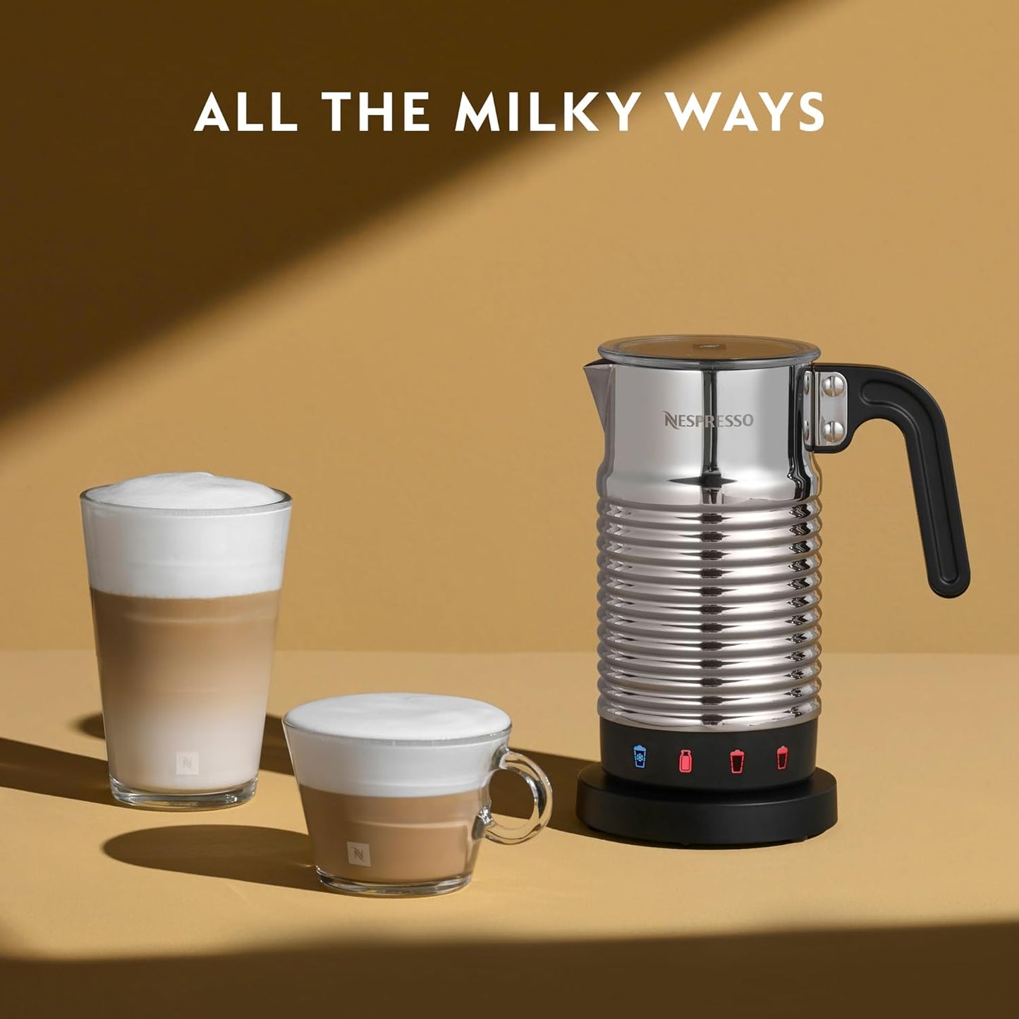 Nespresso Aeroccino4 Milchaufschäumer (Geschirrspüler geeignet, 120 ml Milchschaumkapazität, 240 ml heiße Milchkapazität, Silber)