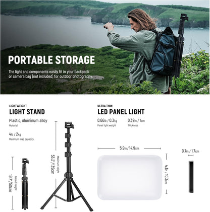 NEEWER LED Videolicht Panel Beleuchtungsset, 2er Pack dimmbare  Studioleuchten