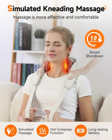 LEFITY Nackenmassagegerät mit Wärme, Nackenmassagegerät zur Schmerzlinderung, Nackenstresslinderung,