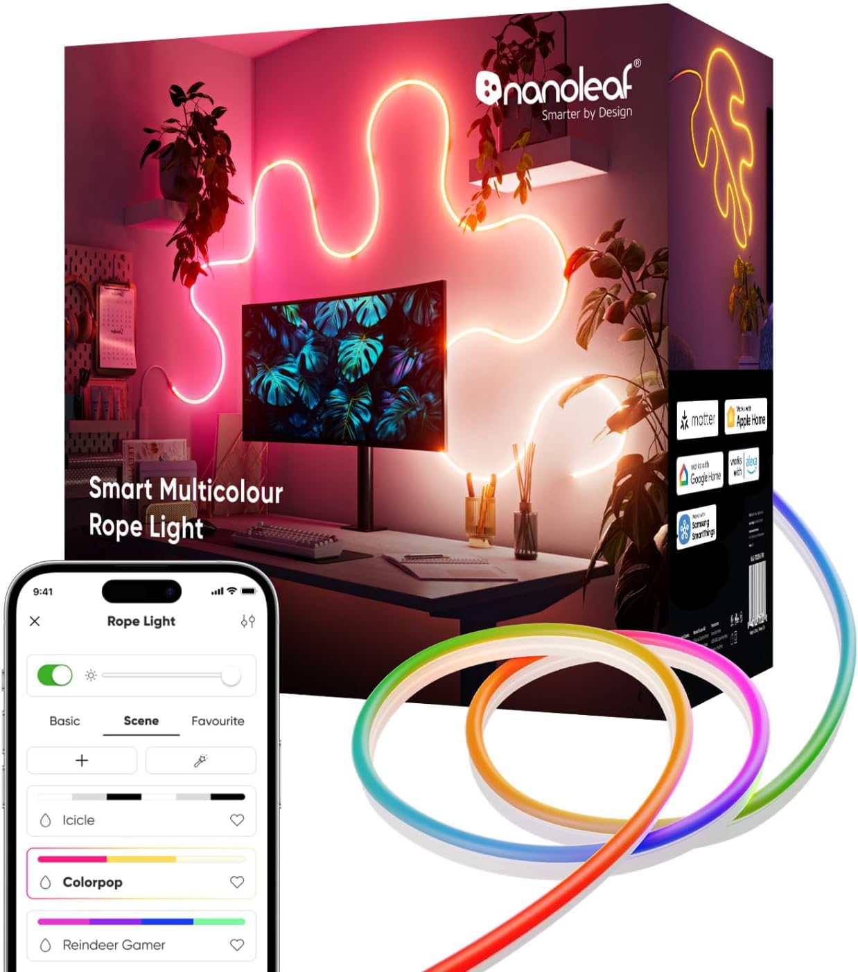 Nanoleaf Matter Neon Rope Streifen 5M, WLAN Biegsamer LED Strip,Sprachsteuerung