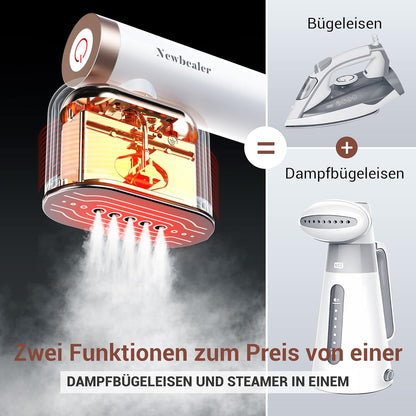 Newbealer Steamer Dampfglätter, 1200W, 120ml, Tragbarer Dampfbügel mit Hand Dampfbürste