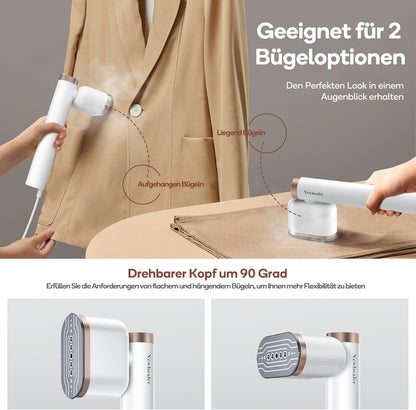 Newbealer Steamer Dampfglätter, 1200W, 120ml, Tragbarer Dampfbügel mit Hand Dampfbürste