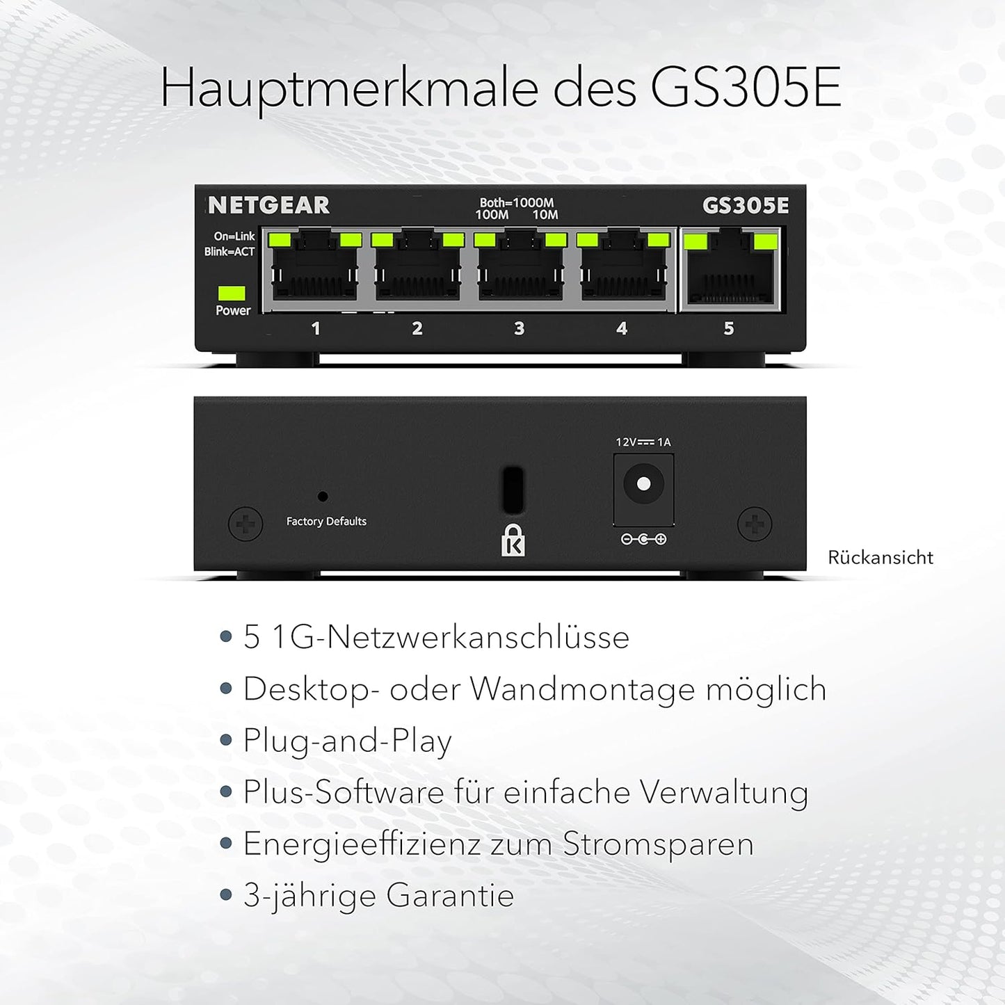Netgear GS305E Managed Switch 5 Port Gigabit Ethernet LAN Switch Plus