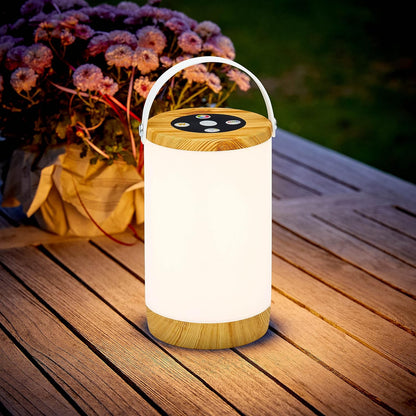 Northpoint LED Tischlampe Nachttischlampe Tischleuchte Laterne Outdoor Lampe ohne Akku mit Tragegriff Farbwechsel Warmweiß jetzt mit Kabel zu empfangen (Holz/Weiß)