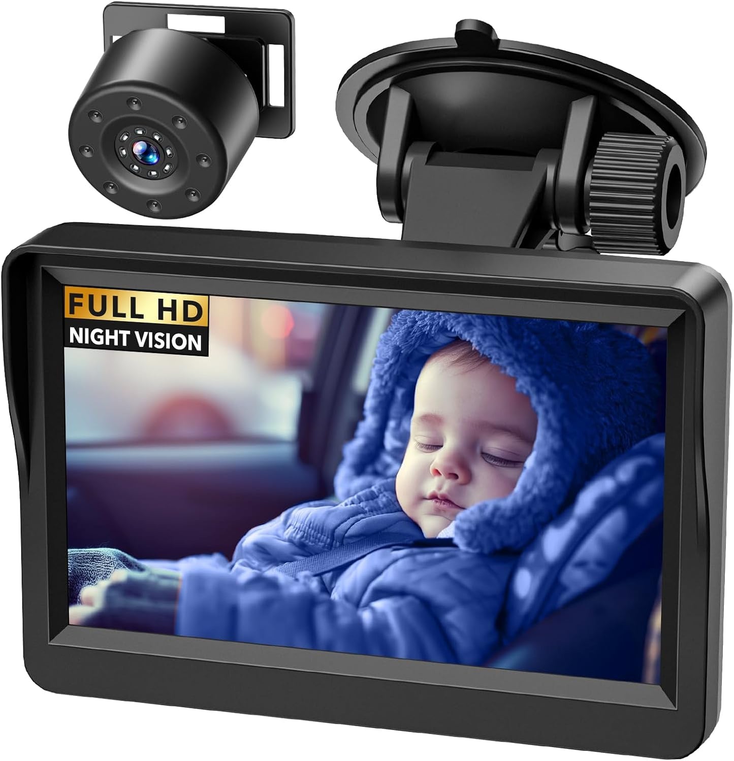 Baby-Autokamera, 4,3" HD IR-Nachtsicht-Baby-Autospiegel mit 178° Weitwinkel, IPS-Display,