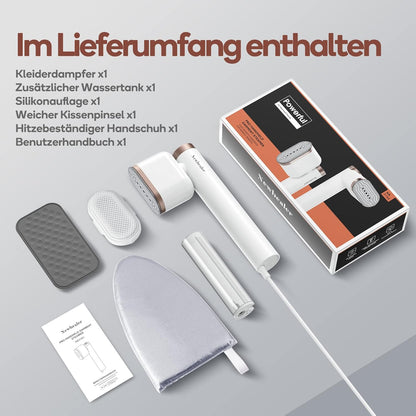 Newbealer Steamer Dampfglätter, 1200W, 120ml, Tragbarer Dampfbügel mit Hand Dampfbürste