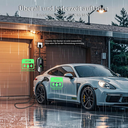 Nemix Typ 2 Ladekabel 3,68KW (5m, 1-phasig 8-16A) mit 2,8-Zoll Display Schwarz
