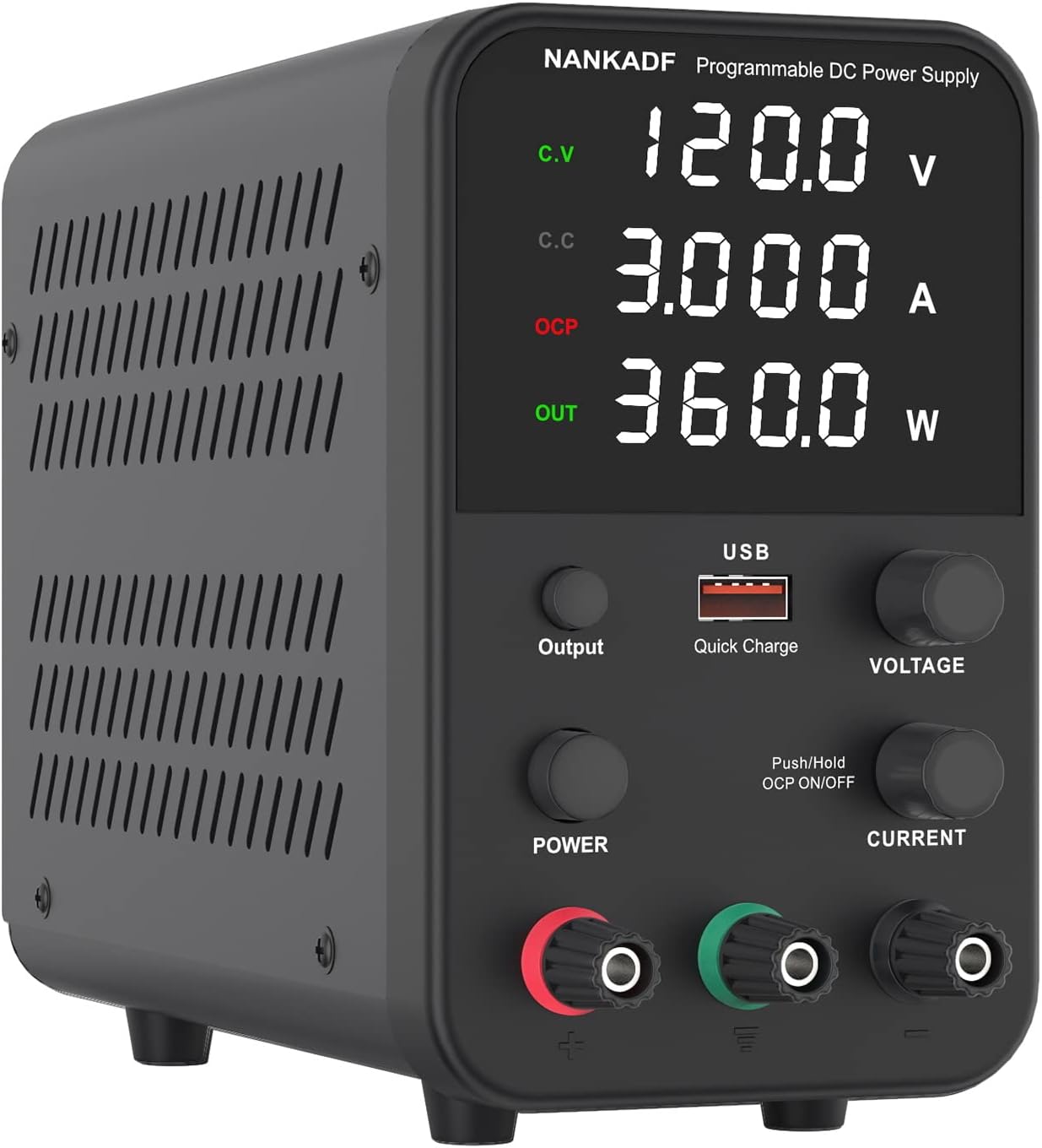 NANKADF Labornetzteil (0–120 V, 0–3 A), einstellbares Gleichstromnetzteil mit 4-stelliger LED-Anzeige