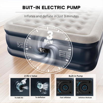 NALONE Luftmatratze 2 Personen, Selbstaufblasend mit Integrierter Pumpe, 203x152x46cm