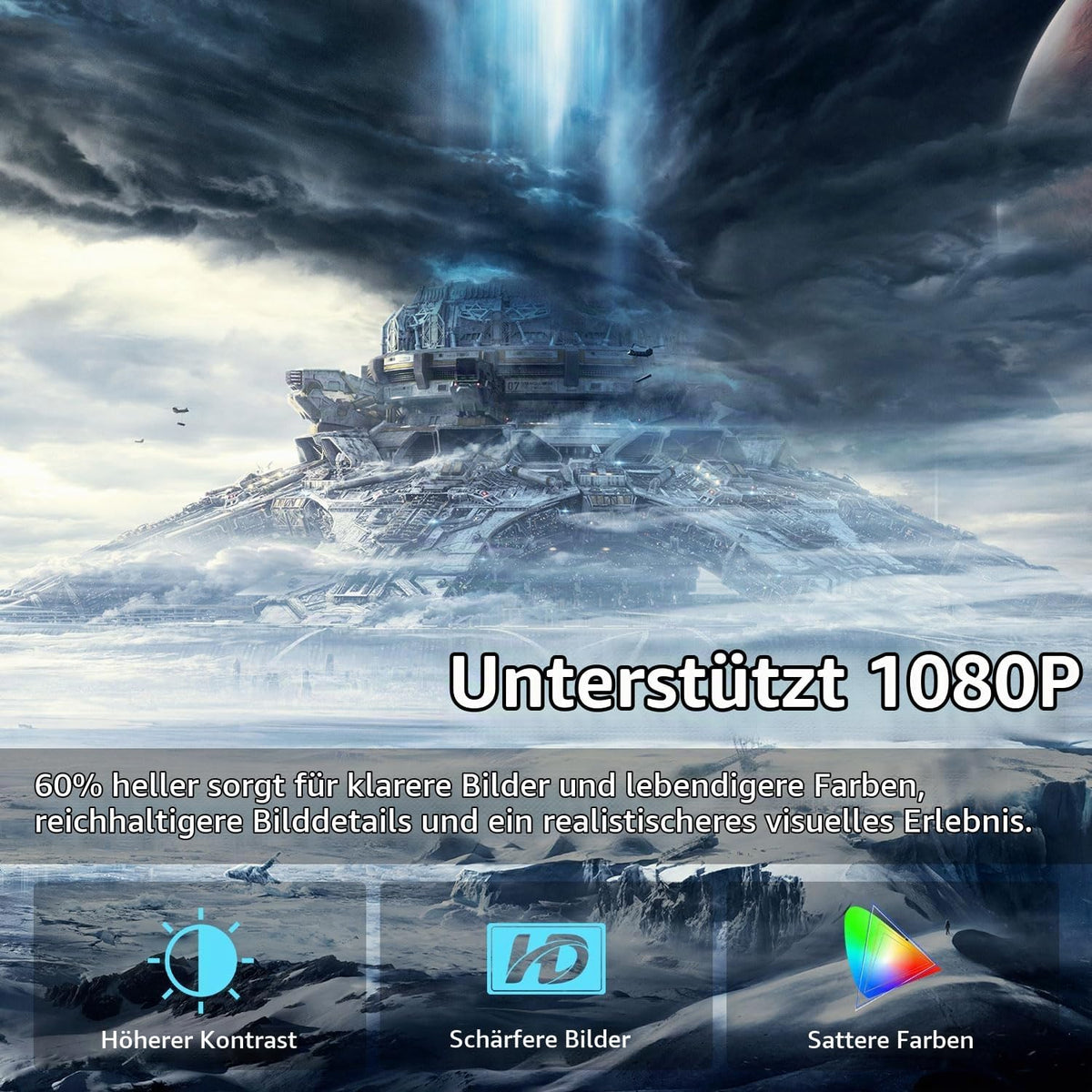 Mini Beamer Unterstützt 1080P, 4K Projektor Tragbarer Bluetooth5.4