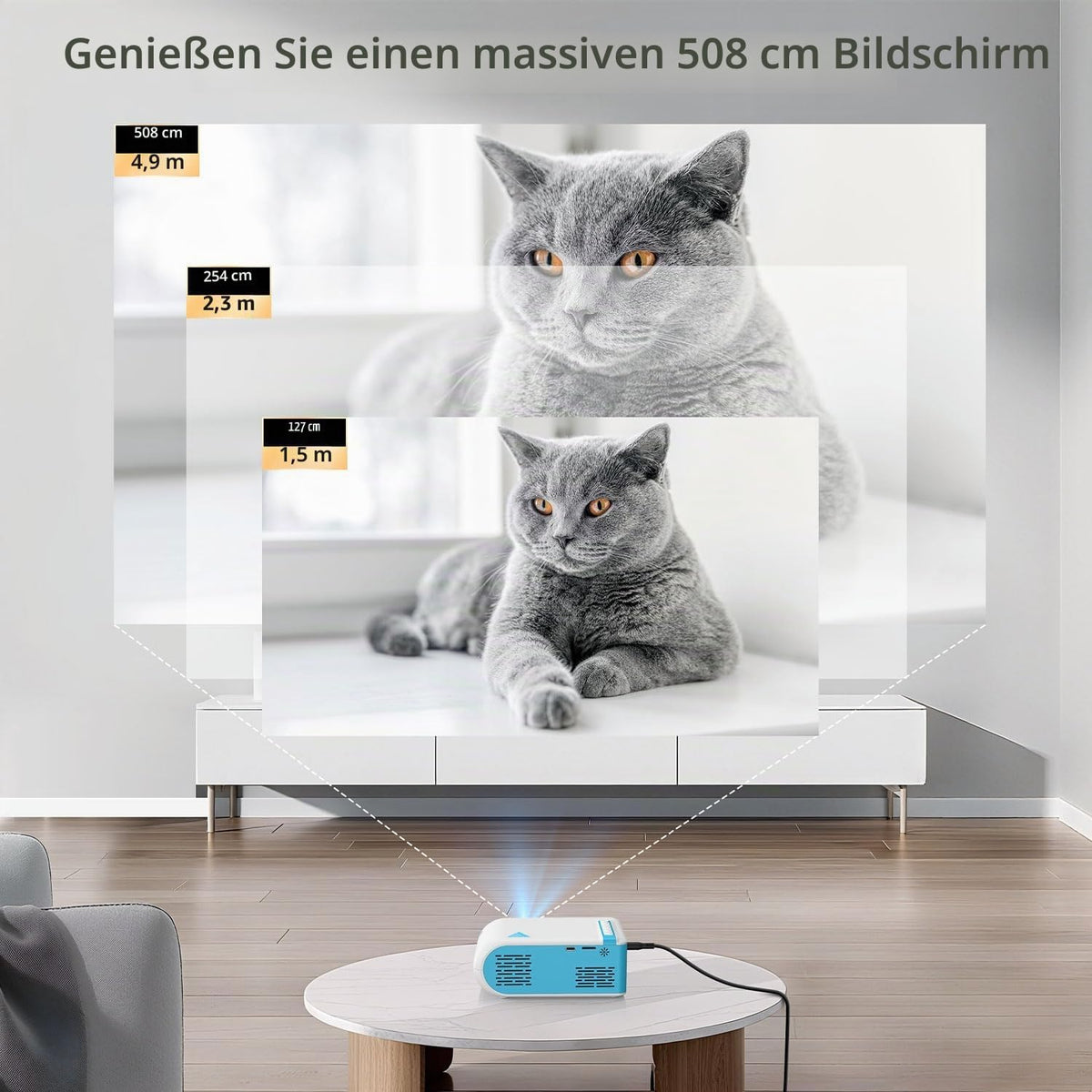 Mini Beamer Unterstützt 1080P, 4K Projektor Tragbarer Bluetooth5.4