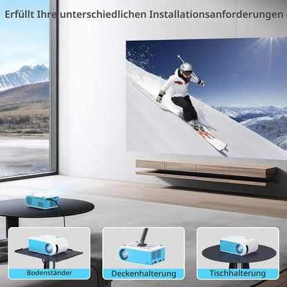 Mini Beamer Unterstützt 1080P, 4K Projektor Tragbarer Bluetooth5.4