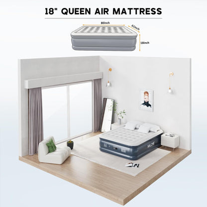 NALONE Luftmatratze 2 Personen, Selbstaufblasend mit Integrierter Pumpe, 203x152x46cm