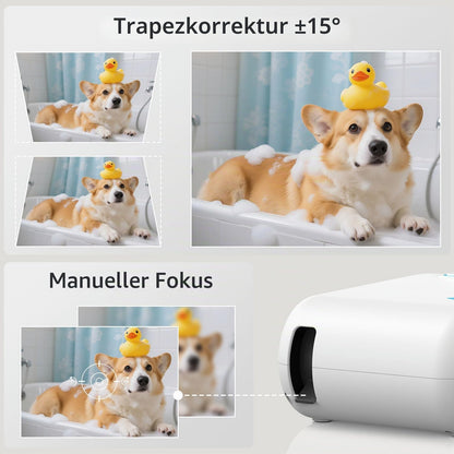 Mini Beamer Unterstützt 1080P, 4K Projektor Tragbarer Bluetooth5.4
