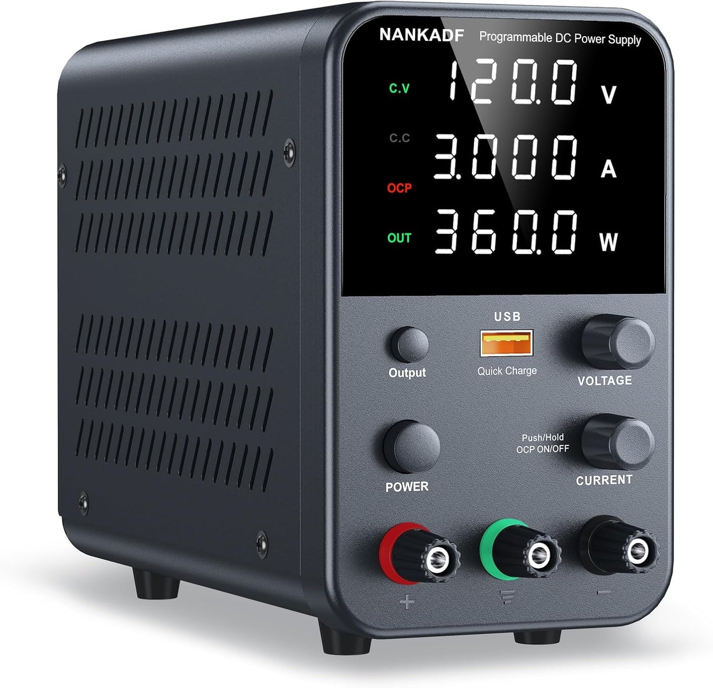 NANKADF Labornetzteil (0–120 V, 0–3 A), einstellbares Gleichstromnetzteil mit 4-stelliger LED-Anzeige