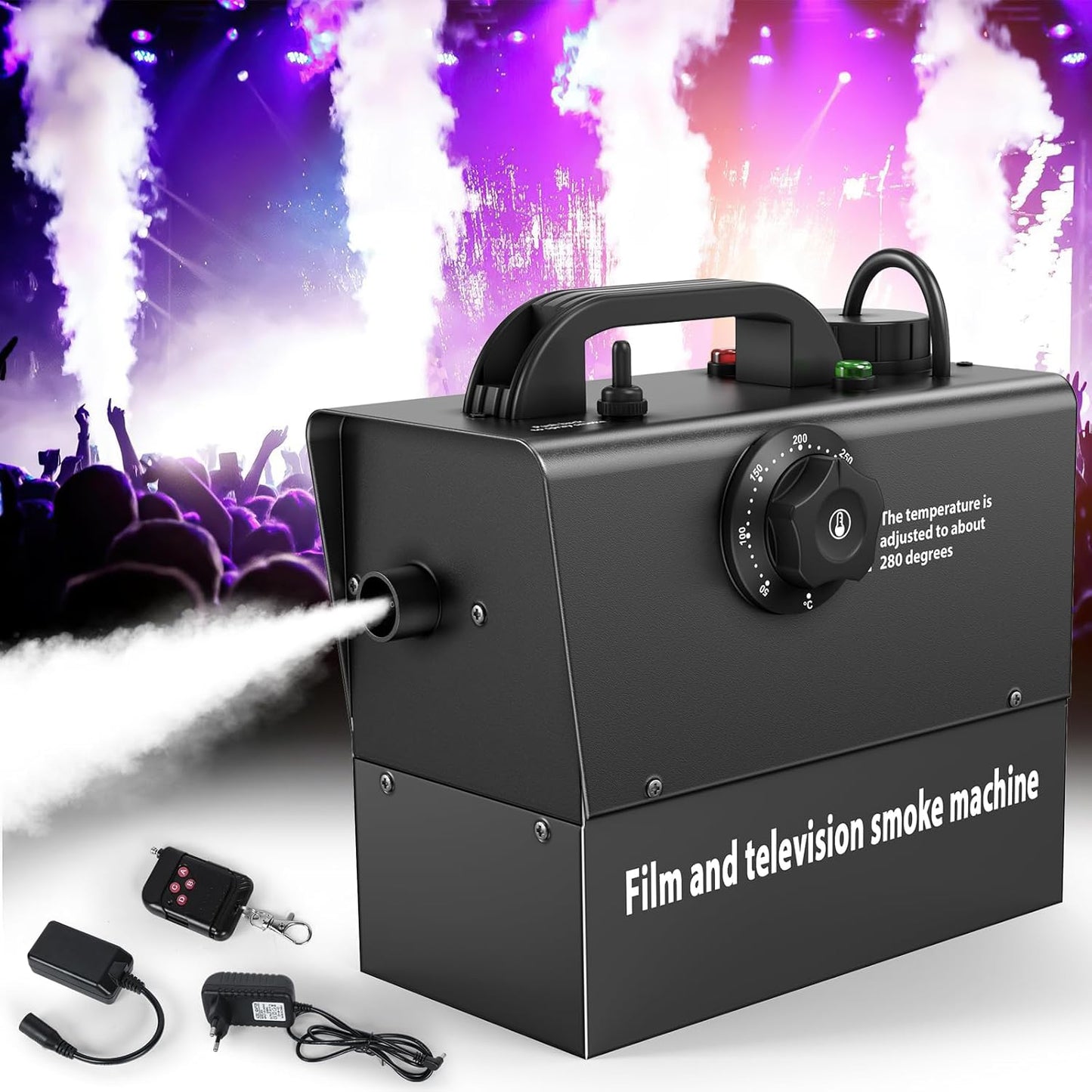 Nebelmaschine, Handnebelmaschine 400W, Eingebauter Akku, 21000 mAh, Strom Sichtbar