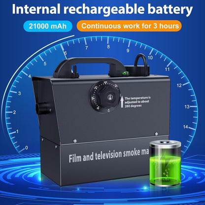 Nebelmaschine, Handnebelmaschine 400W, Eingebauter Akku, 21000 mAh, Strom Sichtbar