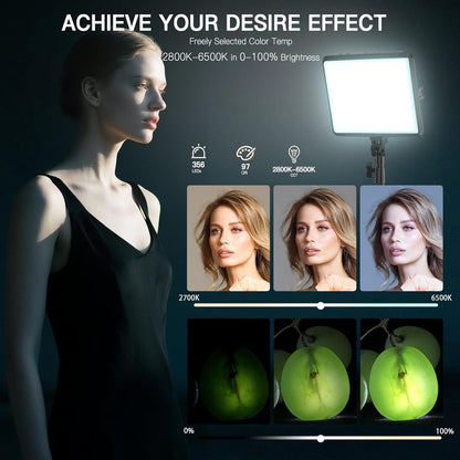 NiceVeedi 2 Stück LED VideoLicht Set, 2800–6500K, Dimmbar,  Fotografie-Beleuchtung