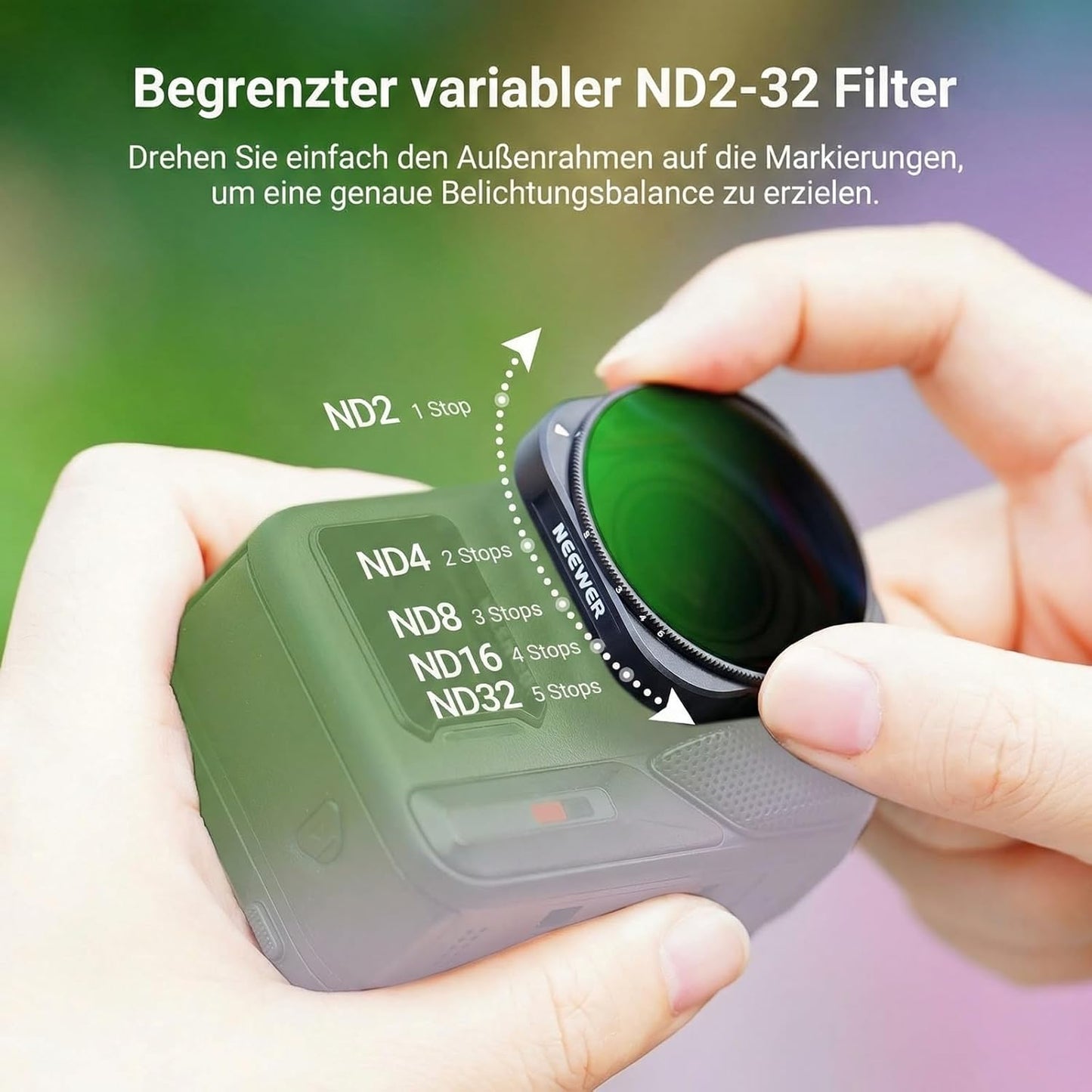 NEEWER Variabler ND Filter kompatibel mit Insta360 Ace Pro/Ace Pro 2