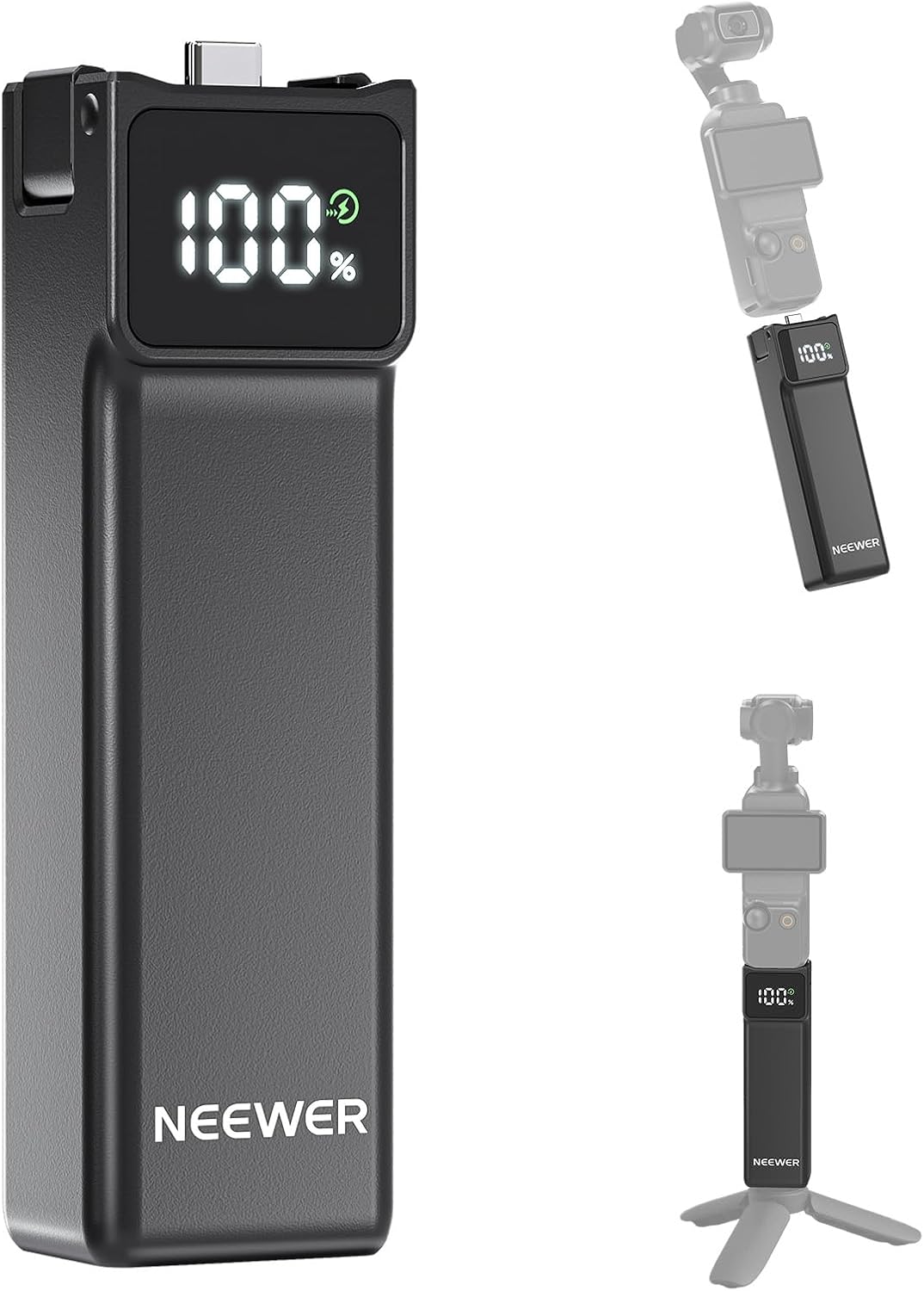 NEEWER Batteriegriff, kompatibel mit DJI Osmo Pocket 3 & Creator Combo Stativzubehör, 5000 mAh