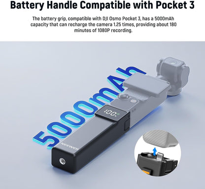 NEEWER Batteriegriff, kompatibel mit DJI Osmo Pocket 3 & Creator Combo Stativzubehör, 5000 mAh