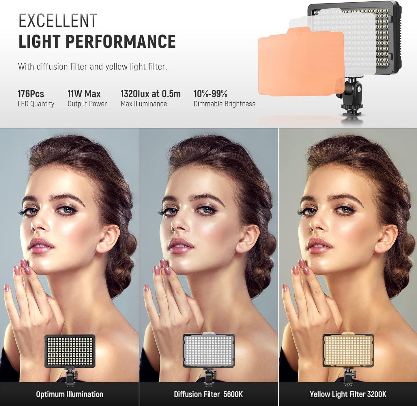 Neewer LED-Video-Beleuchtung 5600 K für Fotostudio ,Kompatibel mit Nikon, Sony / DSLR-Kameras,