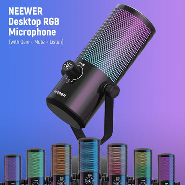 NEEWER Gaming-Mikrofon, Mirco USB mit RGB-Lichteffekt,Plug & Play, für PC Mac PS4 PS5